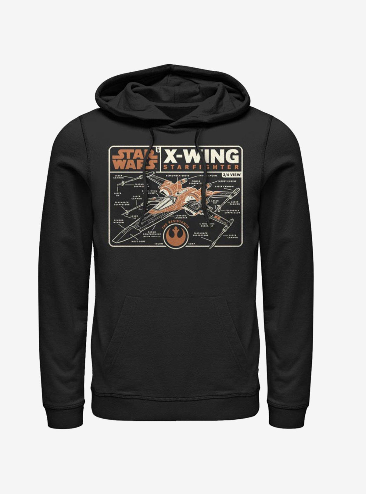 space adventure Episode IX The Rise Of Skywalker Starfighter Schematic Hoodie