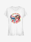 Disney Lilo Stitch Christmas Hawaiian Floral Wreath Girls TShirt T-Shirt | Cute Festive Style | Perfect For Daily Wear