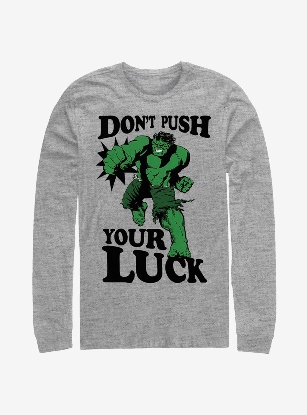 Marvel Hulk Push The Luck Long-Sleeve T-Shirt | Premium Unisex T-Shirt, Trending Graphic Tee