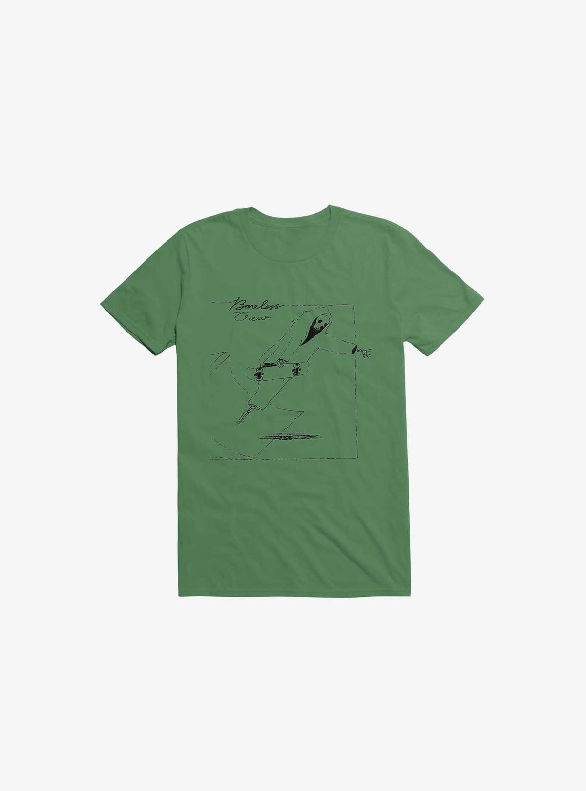 Boneless Crew Skater Skeleton Kelly Green T-Shirt | Premium Unisex T-Shirt, Trending Graphic Tee