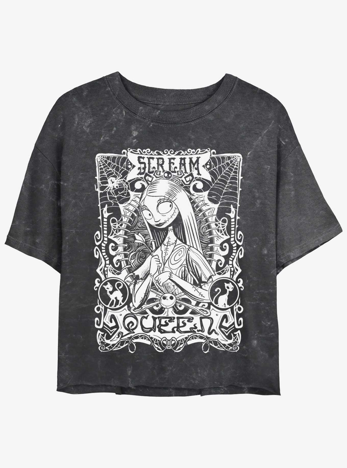 Disney The Nightmare Before Christmas Sally Scream Queen Mineral Wash Girls Crop TShirt T-Shirt | Cute Festive Style | Limited Christmas Style