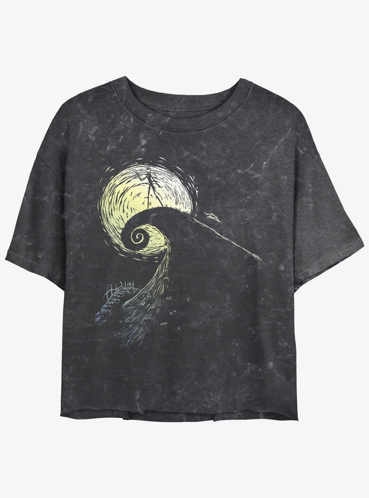 Disney The Nightmare Before Christmas Jack On Spiral Hill Mineral Wash Girls Crop TShirt T-Shirt | Premium Graphic | Great For Christmas Season