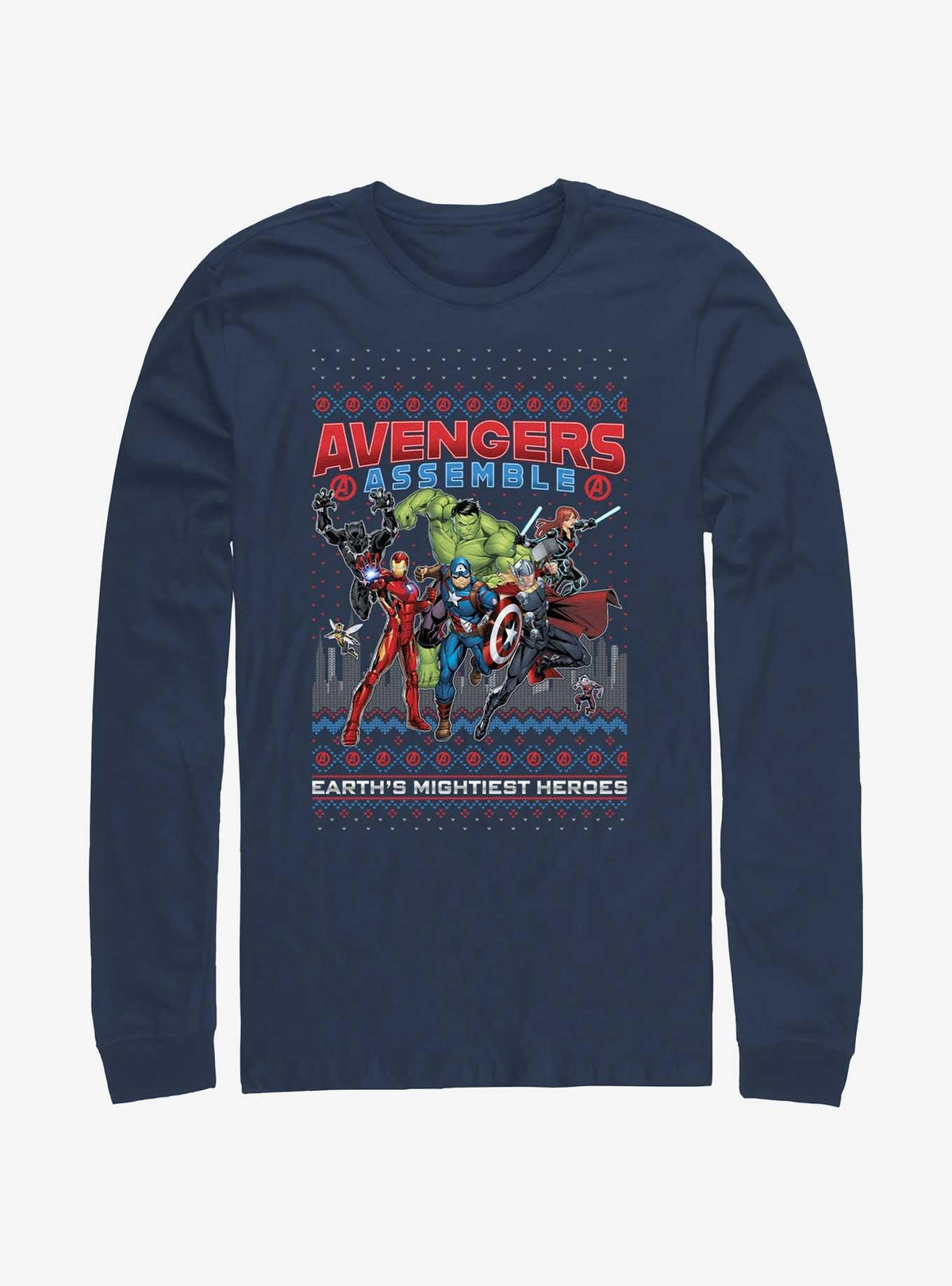Marvel Avengers Assemble Ugly Christmas Long-Sleeve T-Shirt T-Shirt | Fan Favorite Style | Must-Have Style