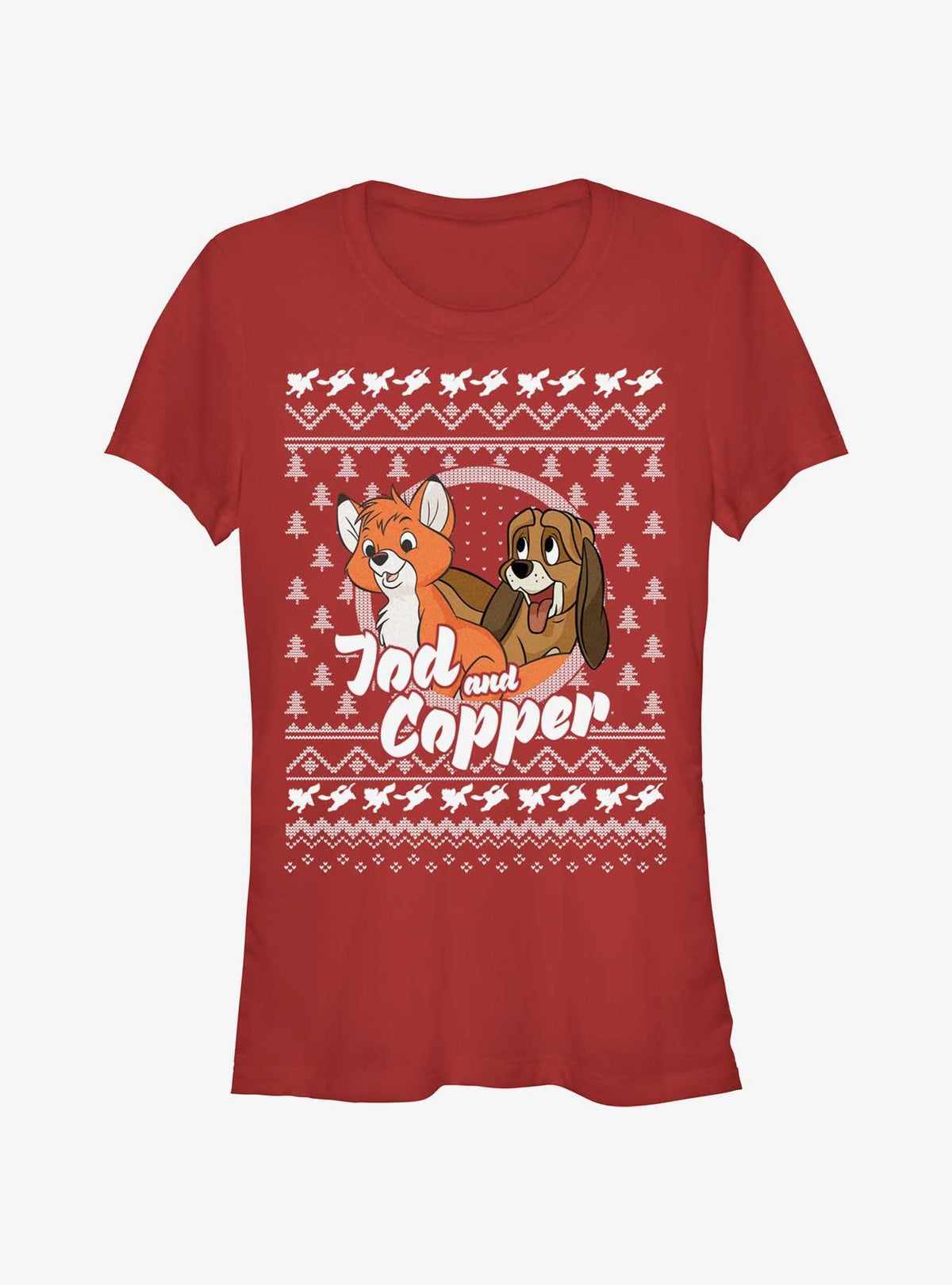 Disney The Fox and the Hound Tod and Copper Ugly Christmas Girls TShirt T-Shirt | Holiday Edition | Trending Festive Apparel