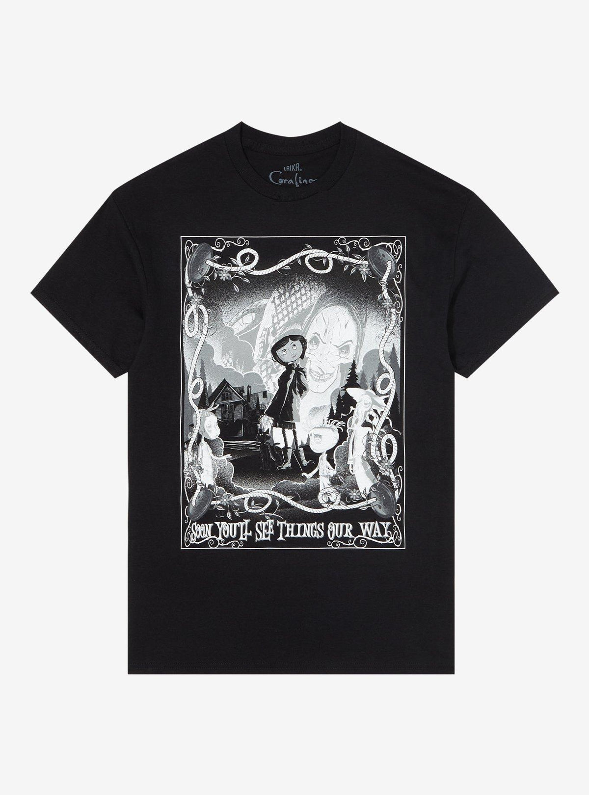 Coraline Black White Portrait T Shirt