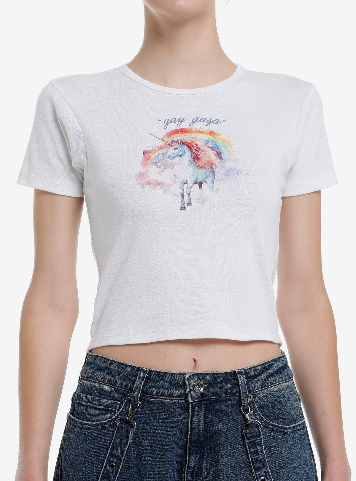 Gay Gasp Unicorn Crop T-Shirt | Premium Unisex T-Shirt, Trending Graphic Tee