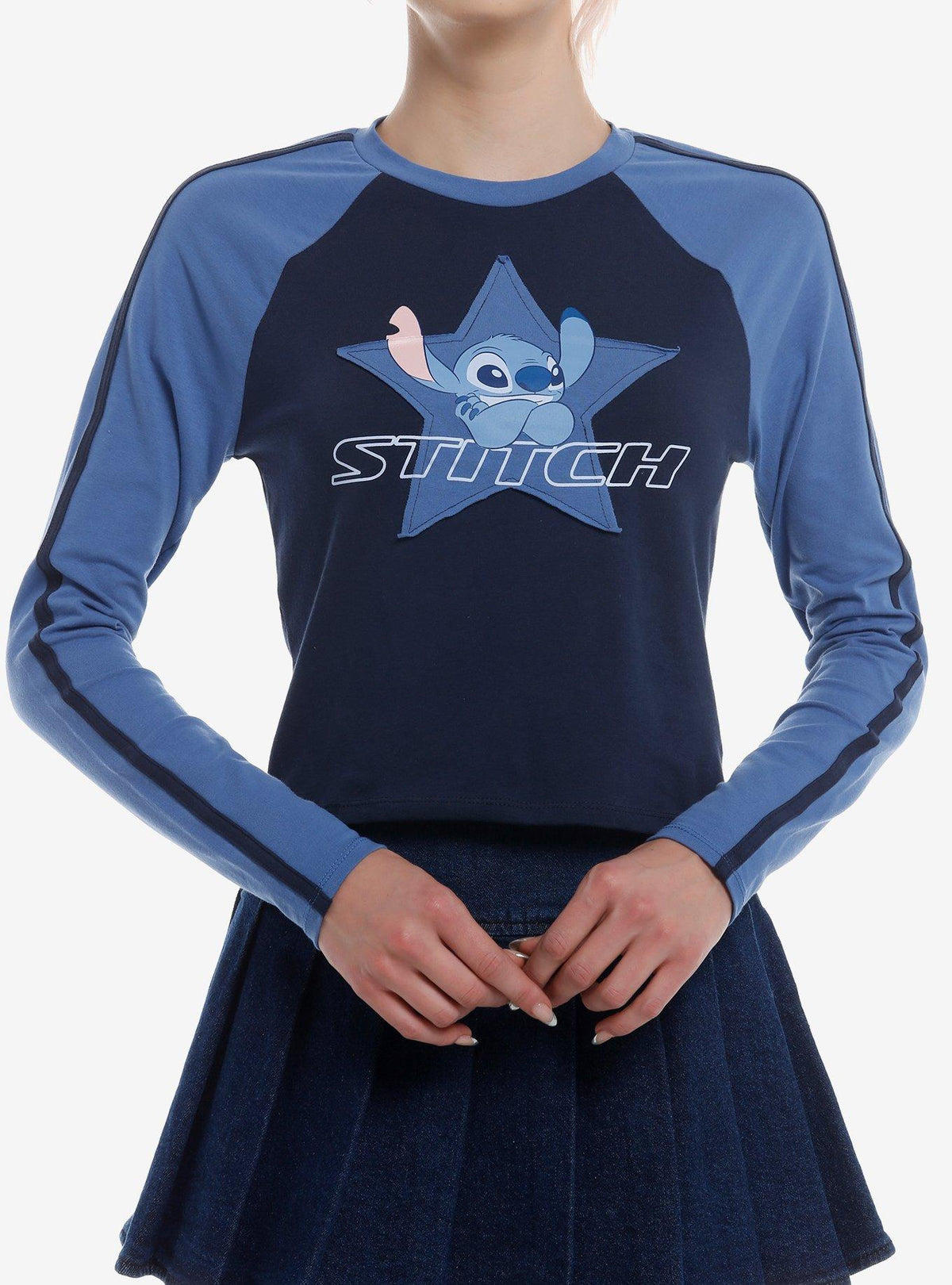 Disney Stitch Star Patch Girls Long-Sleeve Raglan T-Shirt | Premium Unisex T-Shirt, Trending Graphic Tee