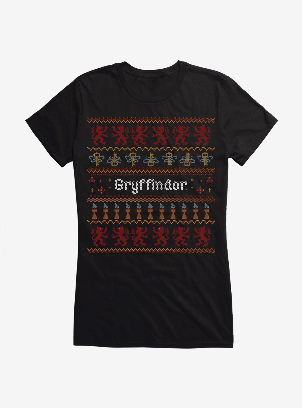 Harry Potter Gryffindor Ugly Christmas Pattern Girls TShirt T-Shirt | Best-Selling Design | Limited Christmas Style