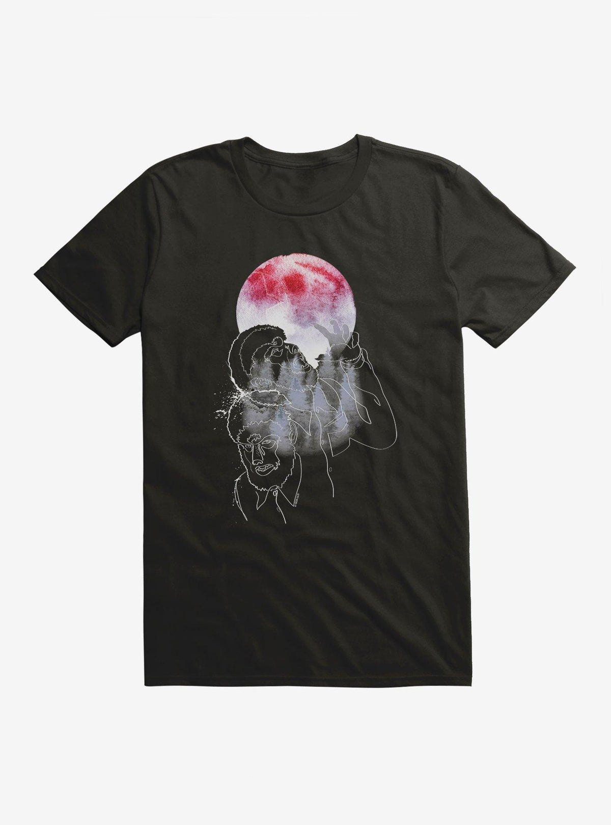 Universal Monsters The Wolf Man Under The Full Moon Watercolor T-Shirt