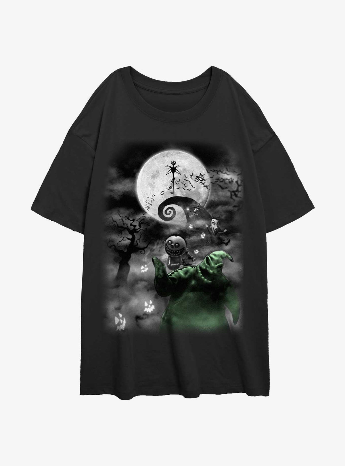 The Nightmare Before Christmas Jack Night Sky Moon Girls Oversized T-Shirt T-Shirt | Viral Style | High Demand Item