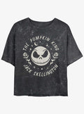 The Nightmare Before Christmas Jack Dandelion Floral Girls Mineral Wash Crop T-Shirt T-Shirt | Aesthetic Graphic | Must-Have Style