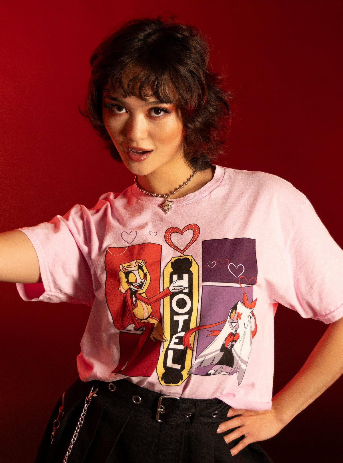 Hazbin Hotel Charlie Vaggie TieDye Girls Crop TShirt Graphic Tee | Graphic Tee | Unisex Shirt | Premium Quality Apparel