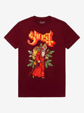 Ghost Papa Noel Glitter Relaxed Fit Girls TShirt T-Shirt | Vintage Christmas Look | Trending Festive Apparel