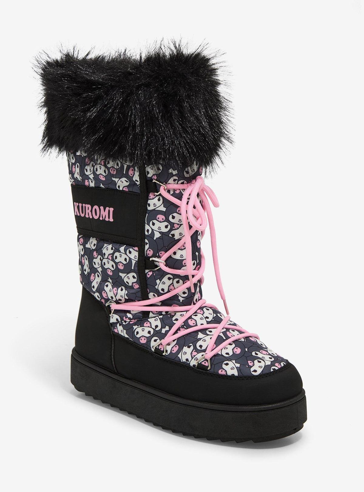Kuromi Face Fuzzy Puffer Boots T-Shirt | Fan Favorite Artwork | Great For Christmas Season