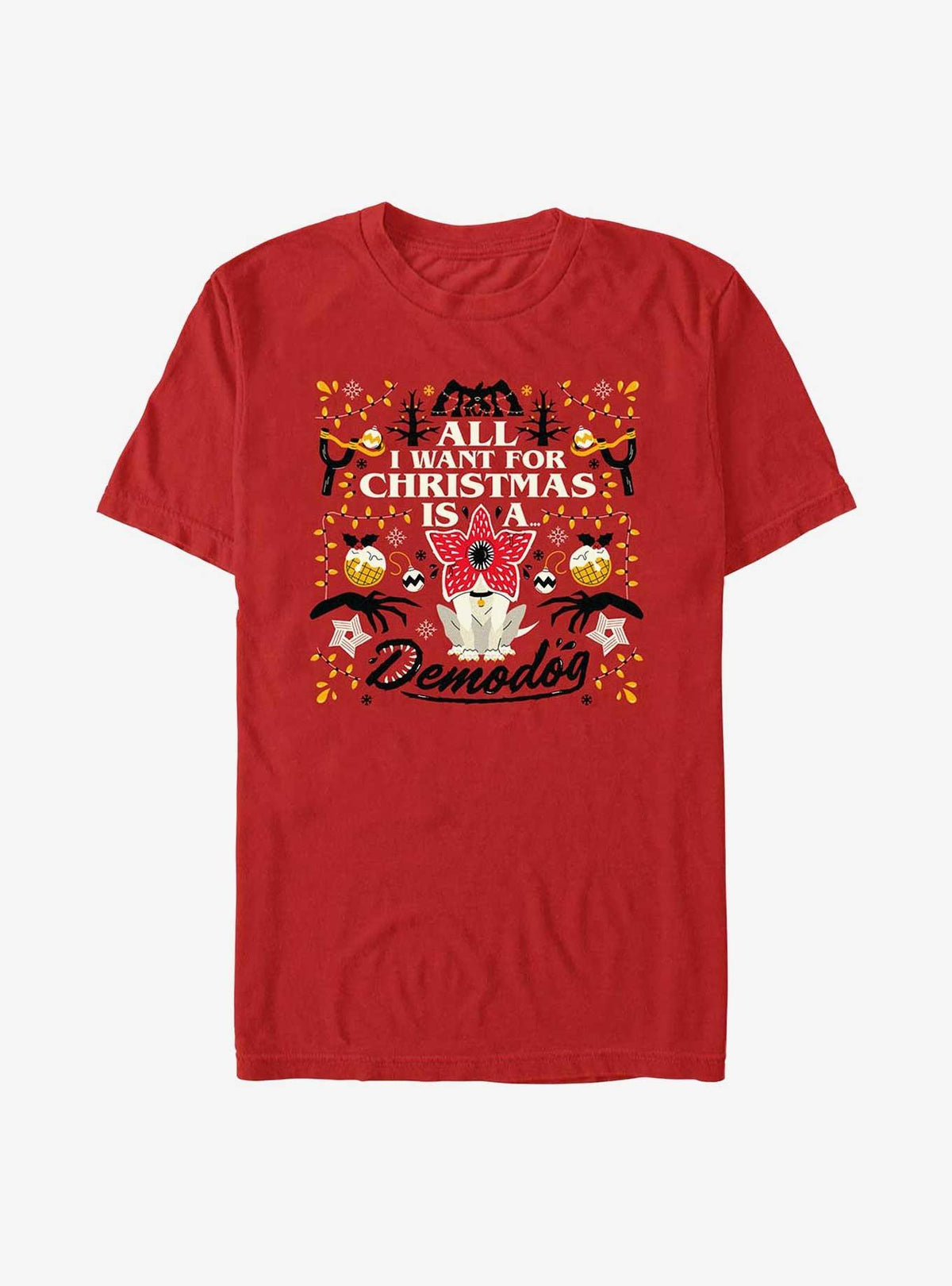 Stranger Things Christmas Demodog TShirt T-Shirt | High-Quality Print | Great For Christmas Season