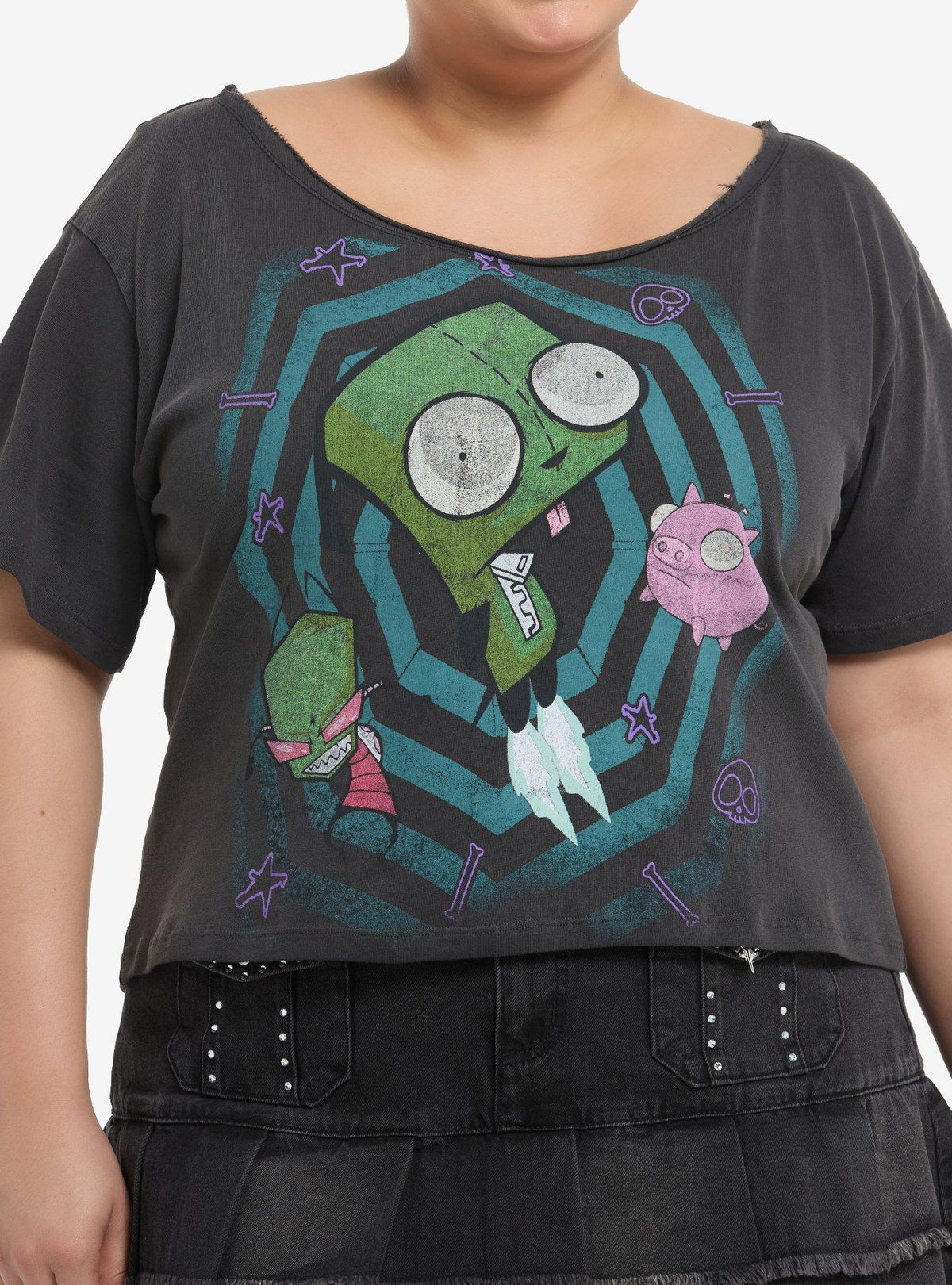 Invader Zim Girls Off-Shoulder T-Shirt Plus Size | Premium Unisex T-Shirt, Trending Graphic Tee