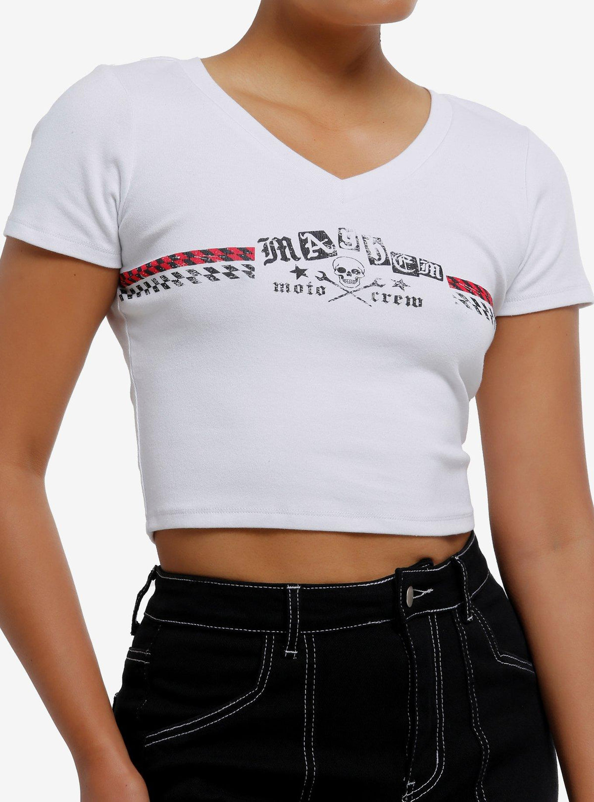 Mayhem Moto Crew Girls V-Neck T-Shirt | Premium Unisex T-Shirt, Trending Graphic Tee