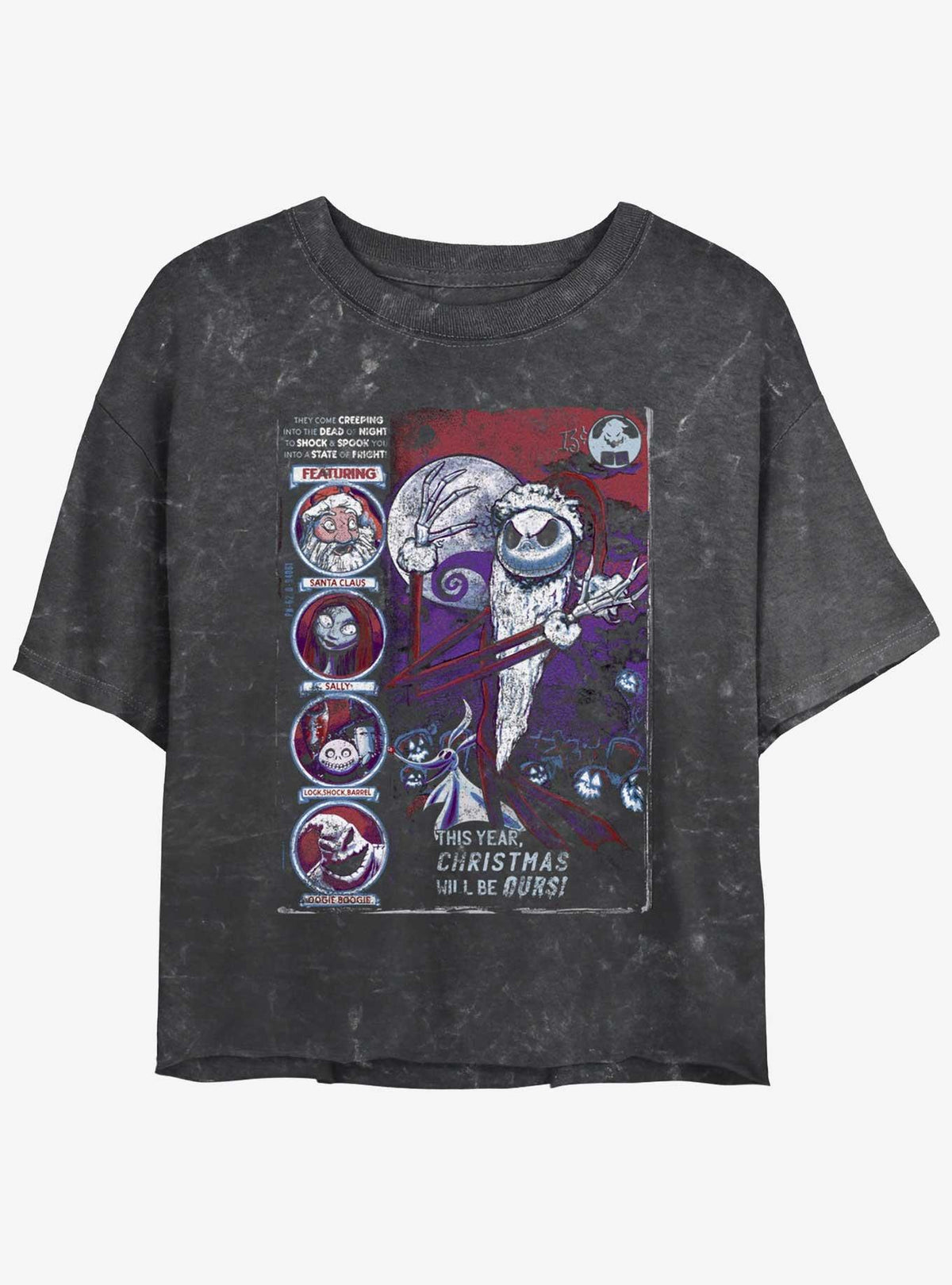 The Nightmare Before Christmas Nightmare Girls Mineral Wash Crop T-Shirt T-Shirt | Premium Graphic | Great Gift Idea