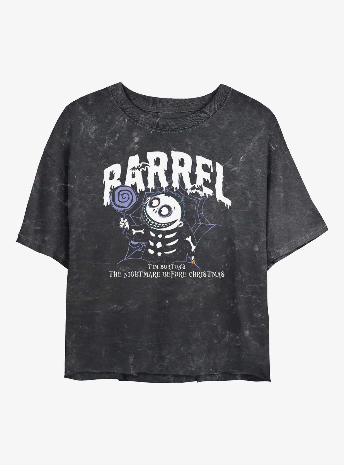 The Nightmare Before Christmas Collegiate Barrel Girls Mineral Wash Crop T-Shirt T-Shirt | Premium Graphic | Perfect For Daily Wear