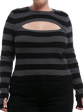 Black Dark Grey CutOut Girls Crop LongSleeve Top Plus Size Graphic Tee | Graphic Tee | Unisex Shirt | Premium Quality Apparel