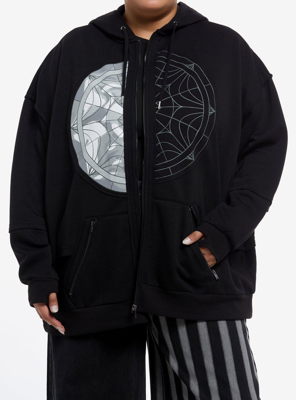 Wednesday Split Window Girls Oversized Hoodie Plus Size