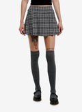 Social Collision Black White Plaid Pleated Mini Skirt | Premium Unisex T-Shirt, Trending Graphic Tee