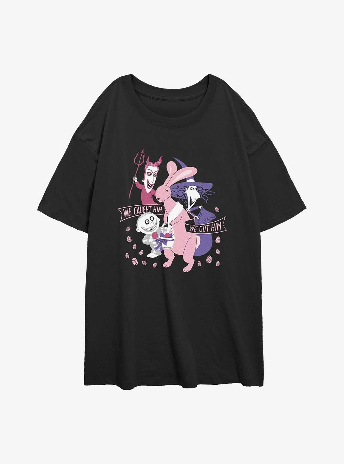The Nightmare Before Christmas Lock Shock Barrel Caught Him Girls Oversized T-Shirt T-Shirt | Trending Design | Must-Have Style