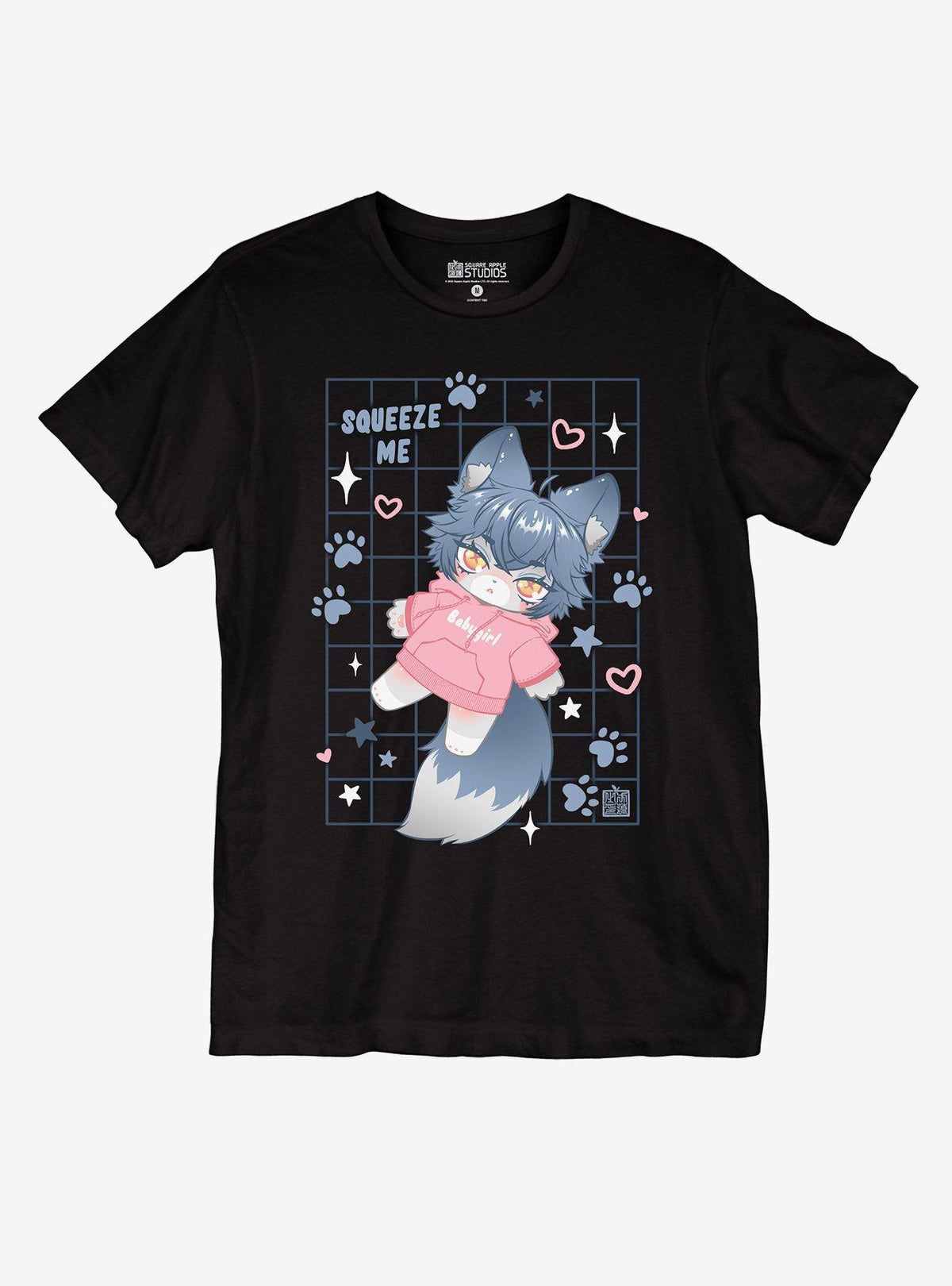 Squeeze Me Wolf Plush Girls T-Shirt By Square Apple Studios | Premium Unisex T-Shirt, Trending Graphic Tee