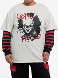 IT Pennywise Oversized Twofer LongSleeve TShirt Plus Size Graphic Tee | Graphic Tee | Unisex Shirt | High-Quality Print
