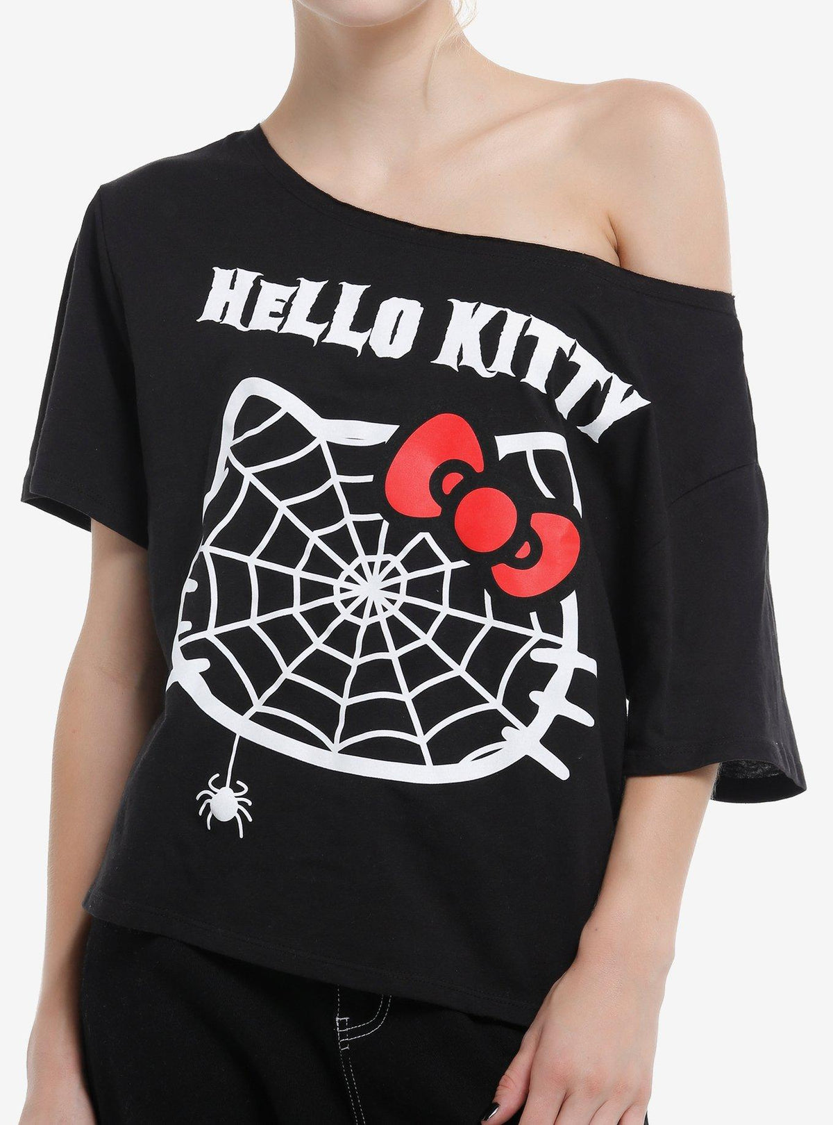 Hello Kitty Spiderweb OffShoulder Girls TShirt Graphic Tee | Graphic Tee | Unisex Shirt | Perfect Gift For Fans