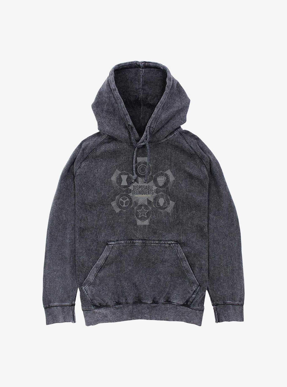 Thunderbolts Disposable Delinquents Logos Mineral Wash Hoodie
