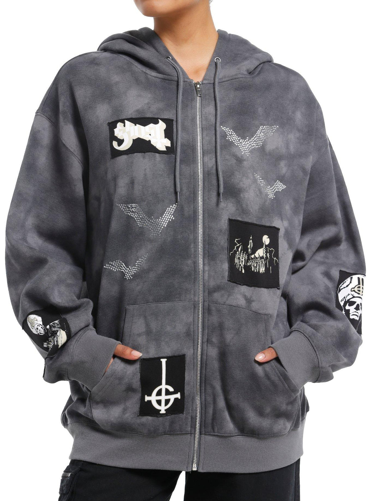 Ghost Patches & Rhinestones Hoodie