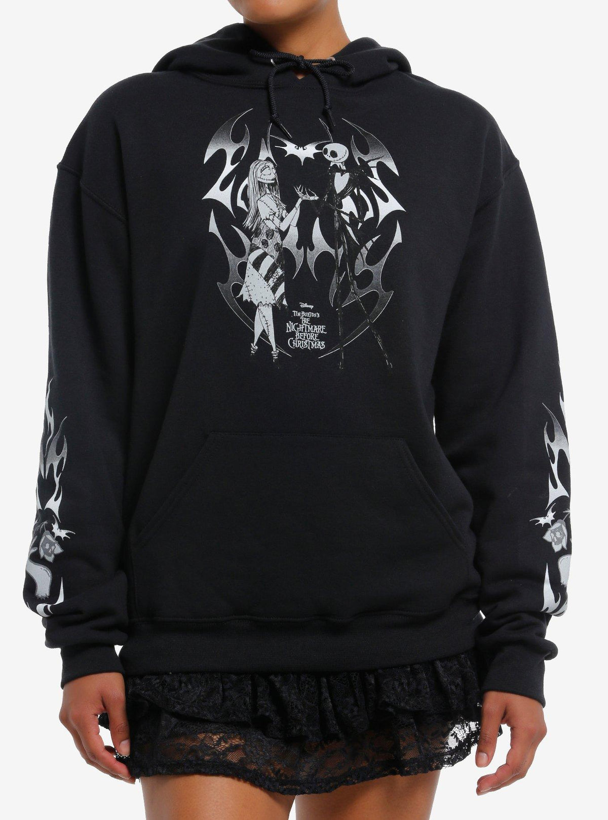 spooky holiday Jack & Sally Metal Chrome Hoodie