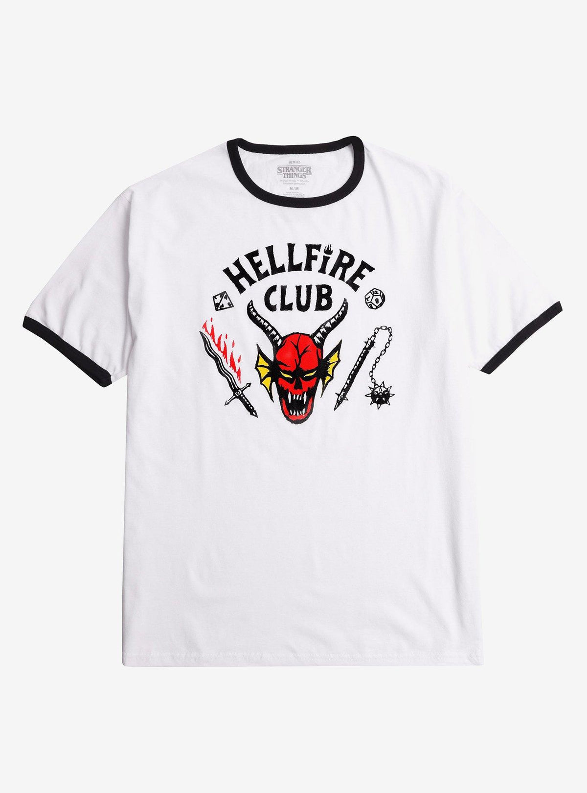 Stranger Things Hellfire Club Black White Ringer T Shirt