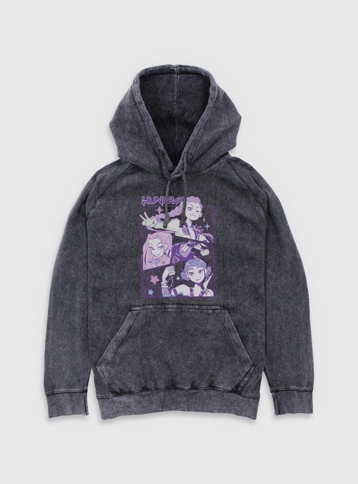 KPop Demon Hunters Huntrix Group Panels Mineral Wash Hoodie