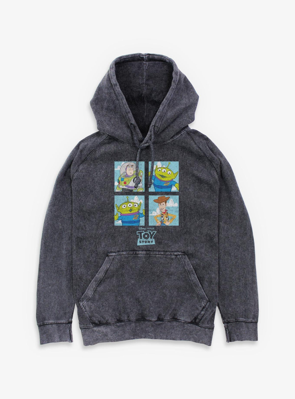 Pixar Toy Story Buzz Woody Alien Panels Mineral Wash Hoodie