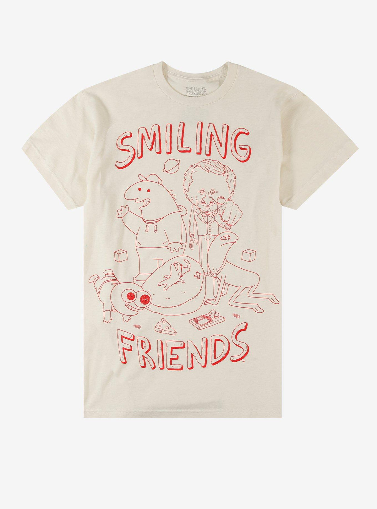 Smiling Friends Group Line Art T Shirt