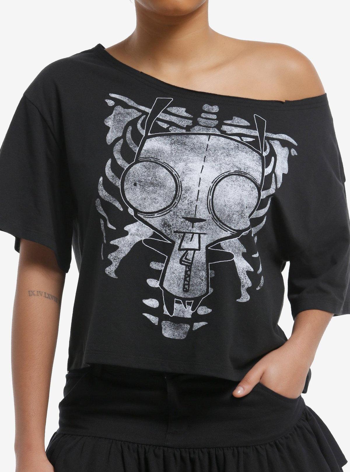 Invader Zim Gir Rib Cage Girls Off Shoulder T Shirt