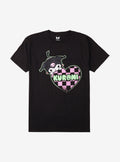 Kuromi Pink Black Checker Heart T Shirt
