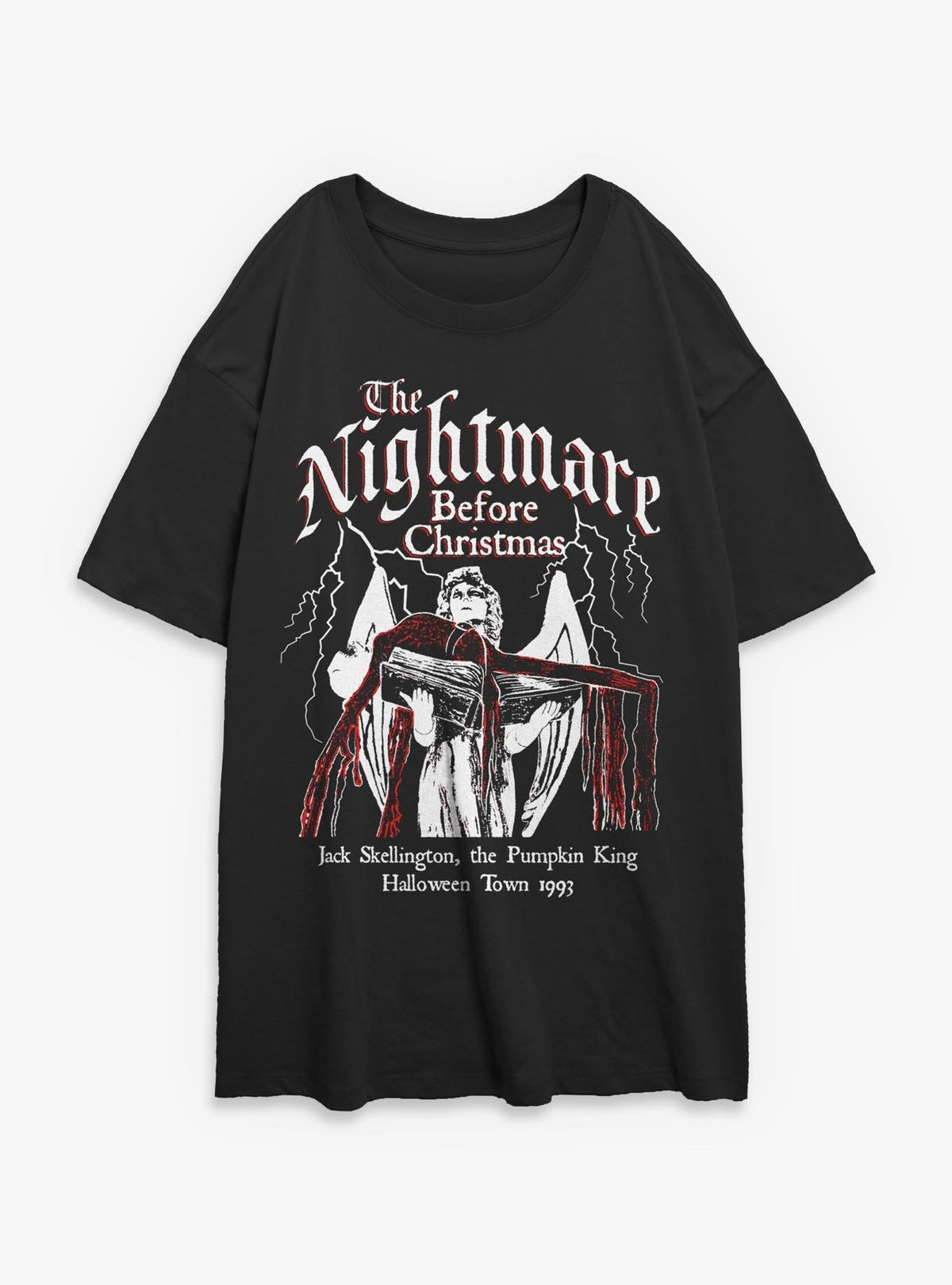 Disney The Nightmare Before Christmas Jack On Angel Statue Girls Oversized T-Shirt T-Shirt | Viral Style | Must-Have Style