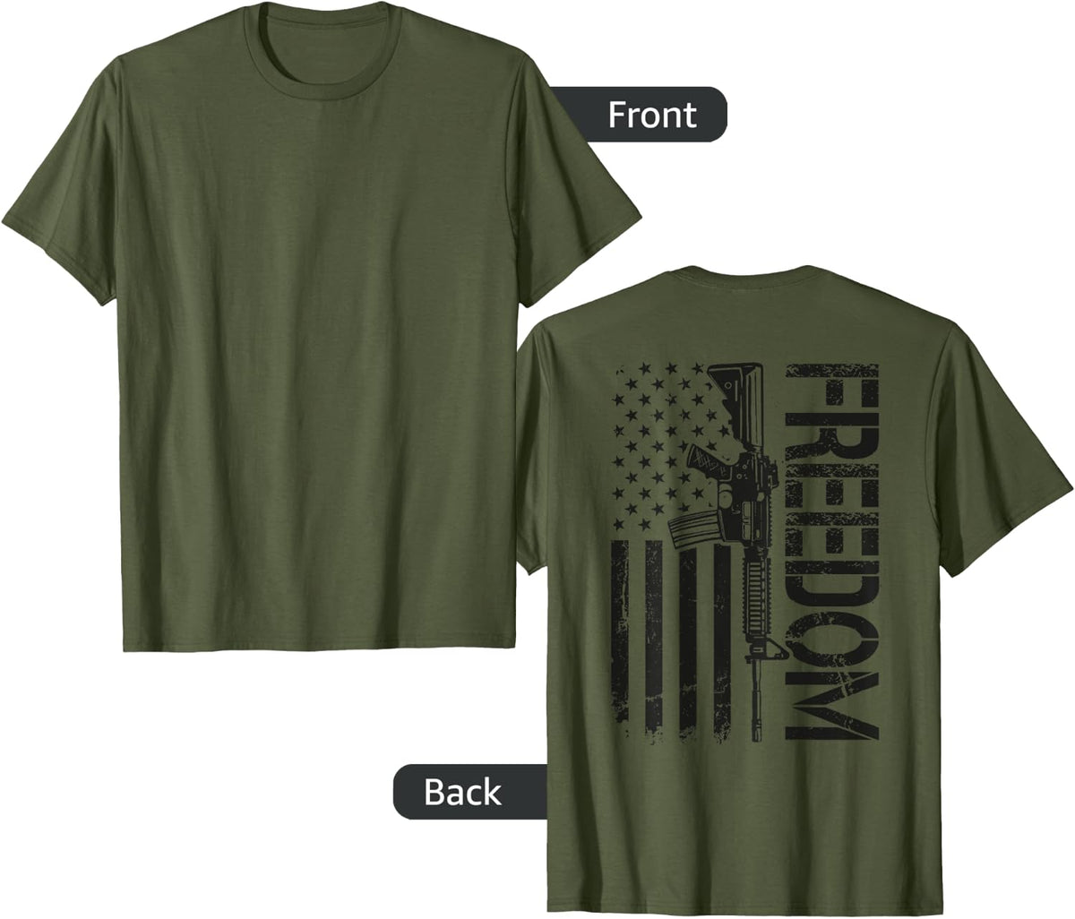 Freedom 2nd Amendment Ar15 Usa Flag Pro Gun On Back Apparel Clean Design