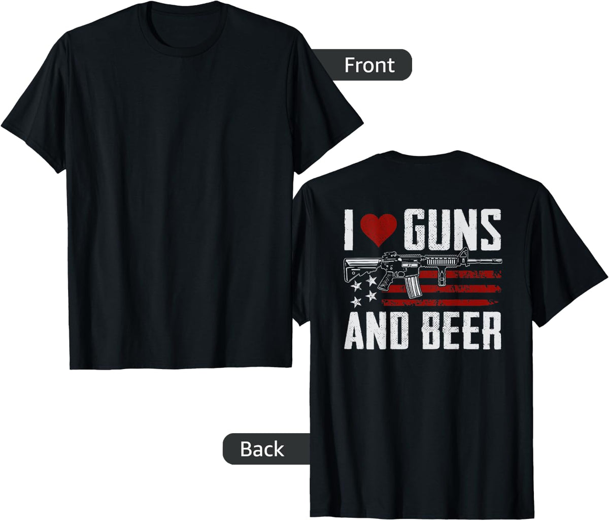 I Love Guns And Beer Funny Usa Pro Drinking On Back Apparel Clean Design 2