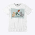 Curious Cats with Sunflower | Premium Unisex T-Shirt, Trending Graphic Tee