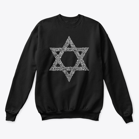 Star Of David Crewneck- Black