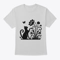 Cat flower silhouette Cat Lover Tee | Premium Unisex T-Shirt, Trending Graphic Tee
