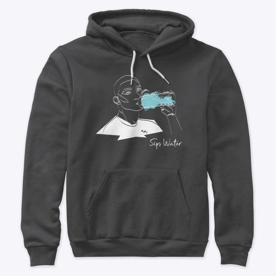 Dark Hoodie Sips Water Male