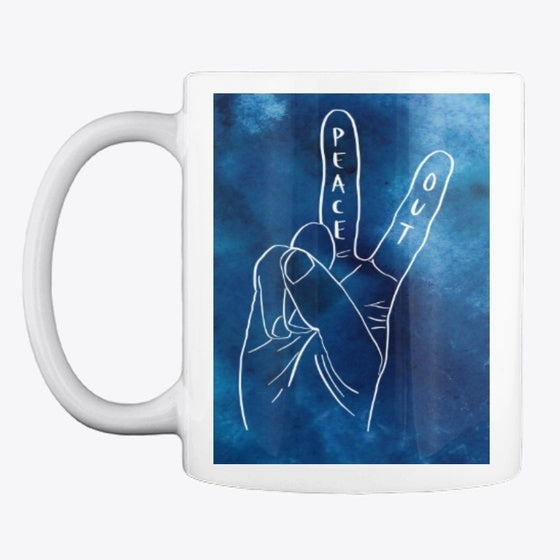 Blue Tie Dye Peace Out White Logo