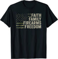 Faith Family Firearms Freedom Camo Usa Flag Pro God Guns T Shirt For Women Men T Shirt Everyday Wear