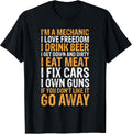 Mechanic Shirt I Love Freedom Beer Meat Cars Guns Men Tees T Shirt Clean Design