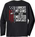I Lubricate My Guns With Melted Snowflakes Gun On Back Long Sleeve Apparel Clean Design